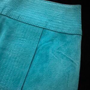Newport News Vintage Suede Leather Skirt✨Turquoise Blue Green🩵Size 6